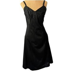 Vintage Charmode black nylon full slip dress size 32 lingerie, lounge wear